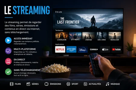 Le Streaming : Définition, Fonctionnement, Avantages et Plateformes Découvrez tout sur le streaming : son fonctionnement, ses avantages, les différents types de contenus (films, séries, sport, musique, TV en direct) et les meilleures plateformes disponibles.
